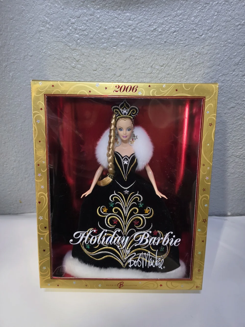 Barbie 2006 Holiday Doll in Black Gown with White Fur Trim